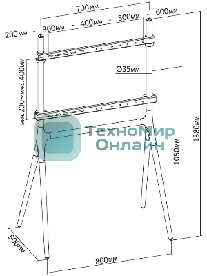 Подставка для телевизора Cactus CS-ST1247BKWN черный/орех, 49