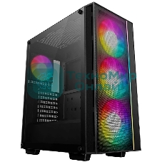 Компьютерный корпус Deepcool MATREXX 55 MESH V4 без БП, боковое окно (закаленное стекло), 3xARGB LED 140мм вентилятора спереди, 1xARGB LED 120мм вентилятор сзади, черный, ATX
