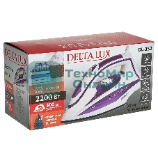 Утюг Delta LUX DL-352 белый с фиолетовым, 2200 Вт, 30 г/мин, 140 г/мин, 300 мл