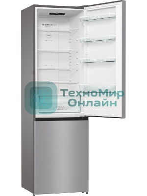 Холодильник Gorenje NRK6201ES4 серебристый двухкамерный 235/96 л морозилка снизу, No Frost