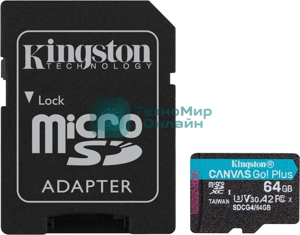Флеш карта microSDXC 64Gb Kingston SDCG4/64Gb Canvas Go! Plus + adapter