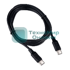 Кабель USB2.0 Cablexpert CC-USB2-CMCM-60-1.8M, Type-C/Type-C, 3A, 60Вт, PD/QC3.0, медь, 1.8м, черный, пакет