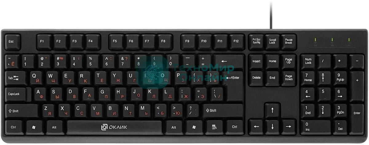 Клавиатура Oklick 100M HW3 проводная, USB Type-A, чёрный
