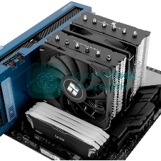 Кулер для процессора Thermalright Royal Knight 120 SE (4-pin PWM, 155мм, Ni/Cu, 6x6мм, 2x120мм, 66.17CFM/59CFM, 25.6dBA/26.1dBA, 1500RPM/1800RPM, S: 1200, 1700, 1851, 115X, AM4, AM5, silver, black)