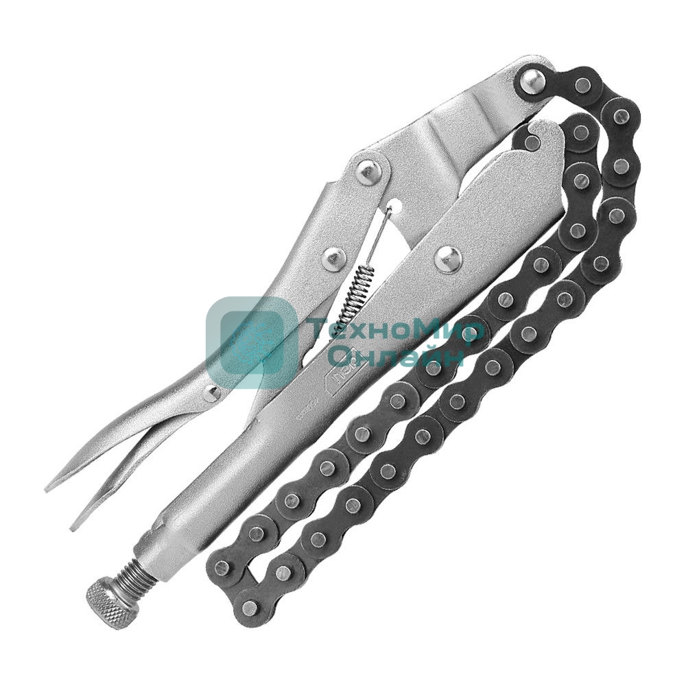 Зажимные клещи цепные с фиксатором Deli DL20018 230мм, длина цепи 450мм, регулировочный винт