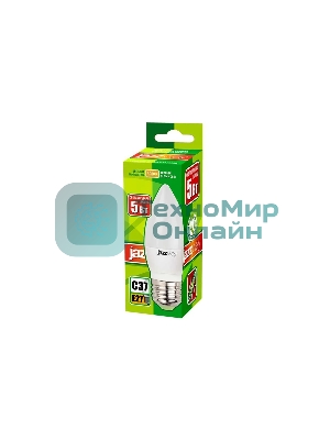 Лампа светодиодная JazzWay PLED-ECO-C37 5Вт свеча 3000К теплый белый E27 400лм 230В