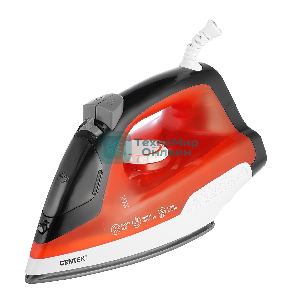 Утюг Centek CT-2347 красный, 1800 Вт, 20 г/мин, 80 г/мин, 200 мл