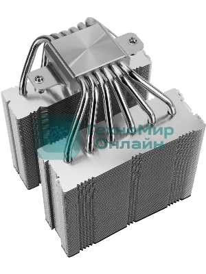 Кулер для процессора Thermalright Royal Knight 120 SE (4-pin PWM, 155мм, Ni/Cu, 6x6мм, 2x120мм, 66.17CFM/59CFM, 25.6dBA/26.1dBA, 1500RPM/1800RPM, S: 1200, 1700, 1851, 115X, AM4, AM5, silver, black)