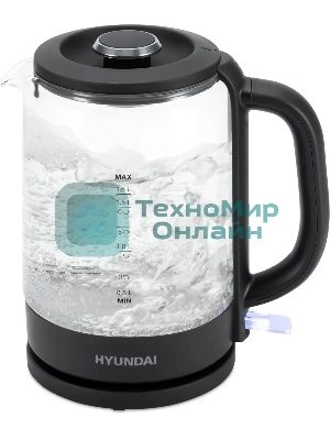 Чайник электрический Hyundai HYK-G3402 1.7л. 2200Вт серый/серебристый (корпус: стекло)