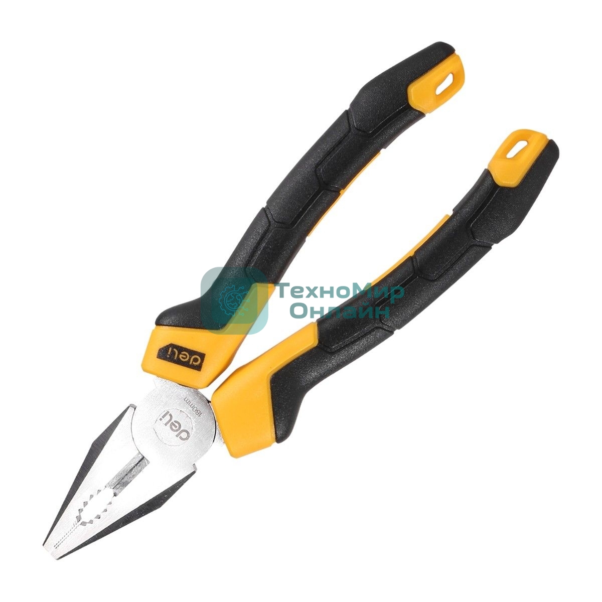 Комбинированные плоскогубцы Deli DL2007Z 180мм, мталь CrV, прорезиненная двухкомпонентная ручка
