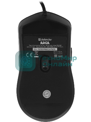 Мышь проводная Defender Arga GM-049 черный, 3600 dpi, USB, кнопки - 6