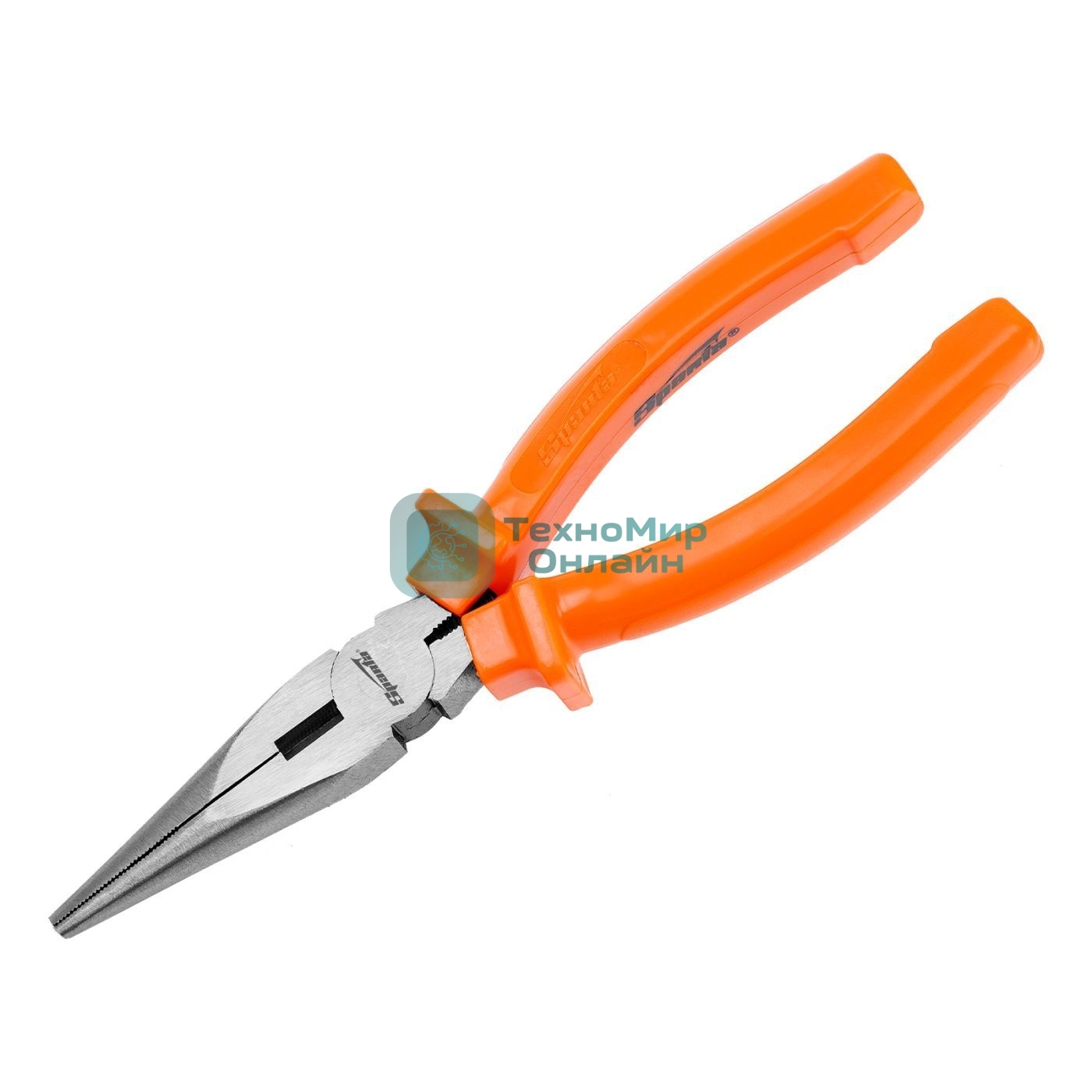 Длинногубцы Sparta Classic, 180 мм, прямые шлифованные, пластмассовые рукоятки