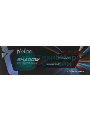 Оперативная память NETAC Shadow, DDR4, 16GB (1x16GB), 3200MHz, CL16, DIMM, с радиаторами, красный