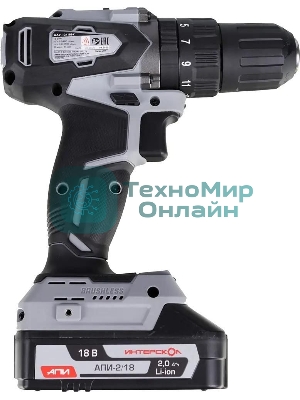 Дрель-шуруповерт аккумуляторная ИНТЕРСКОЛ ДАУ-13/18ВК, Аккумуляторный, 18В, 2 АКБ, Ударный, Кейс