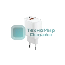 Сетевое зарядное устройство OLMIO Type-C+USB, 20W, 3A, QuickCharge3.0, PowerDelivery, белое