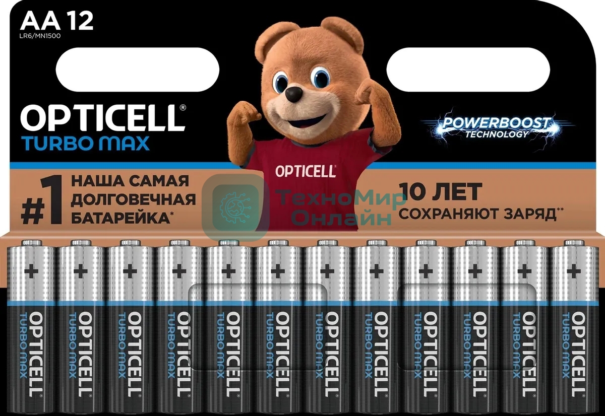 Батарея Opticell Turbo MAX LR6 AA (12шт) блистер