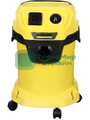 Строительный пылесос Karcher WD 3 P V-17/4/20 желтый, 1000 Вт, уборка сухая/сбор воды, пылесборник мешок/контейнер, 17 л