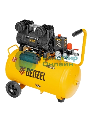 Компрессор безмасл. малошумный Denzel DLP-950/24, 950 Вт, 24 л, 2850 об/мин, 170 л/мин