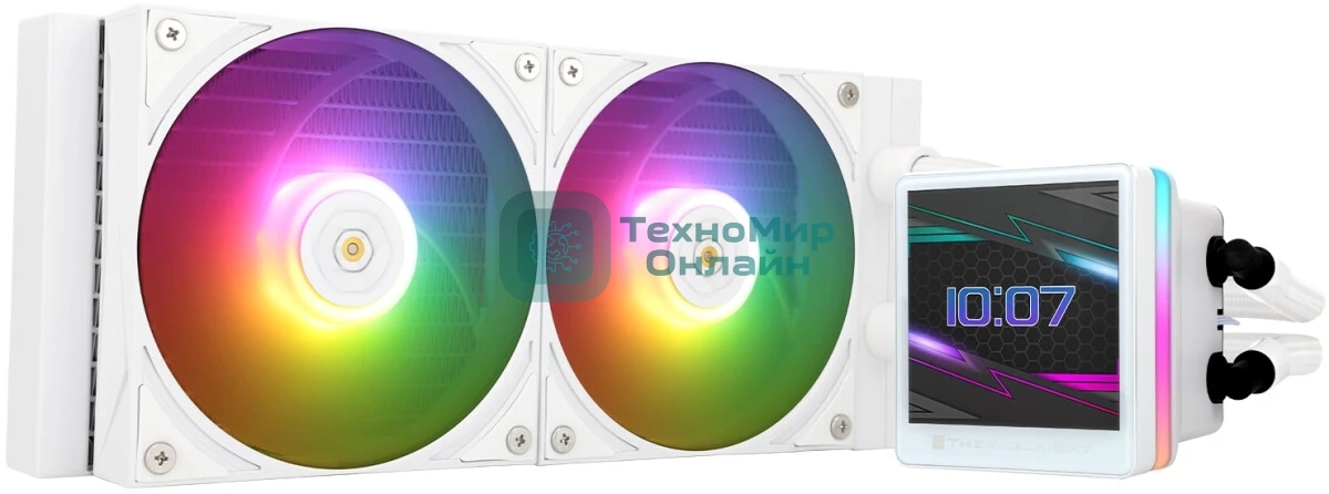 Водяное охлаждение для процессора Thermalright Grand Vision 240 (240mm, LED, White, ARGB/Fans: 2x120mm, 80.45CFM, 29.4dBA, 2150RPM/Pump height 72.5mm, 6400RPM, Rad thickness 27mm/S: 1700, 1200, 1851, 115X, 2011, 2066, AM5, AM4)