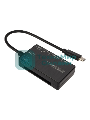 Кард-ридер Rexant 18-4118/черный/MS/MS PRODUO/M2/MMC/SD/microSD/microSDHC/microSDXC/USB Type-C/пластик