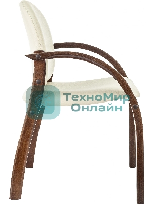 Стул Бюрократ ДЖУНО светло-бежевый, эко.кожа, на ножках дерево