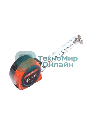 Рулетка PATRIOT MTP-5-25, магнит, 2сторон.зацеп, антиблик.нейлон.покрытие, крупн.шрифт, двусторон.белая лента, 5м*25 мм