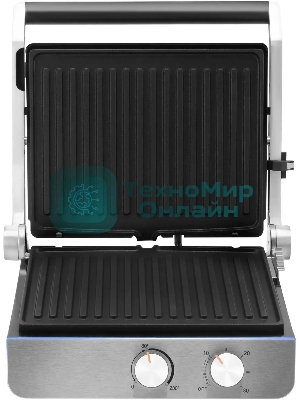 Гриль электрический Hyundai HYG-4046 2200Вт черный/серебристый