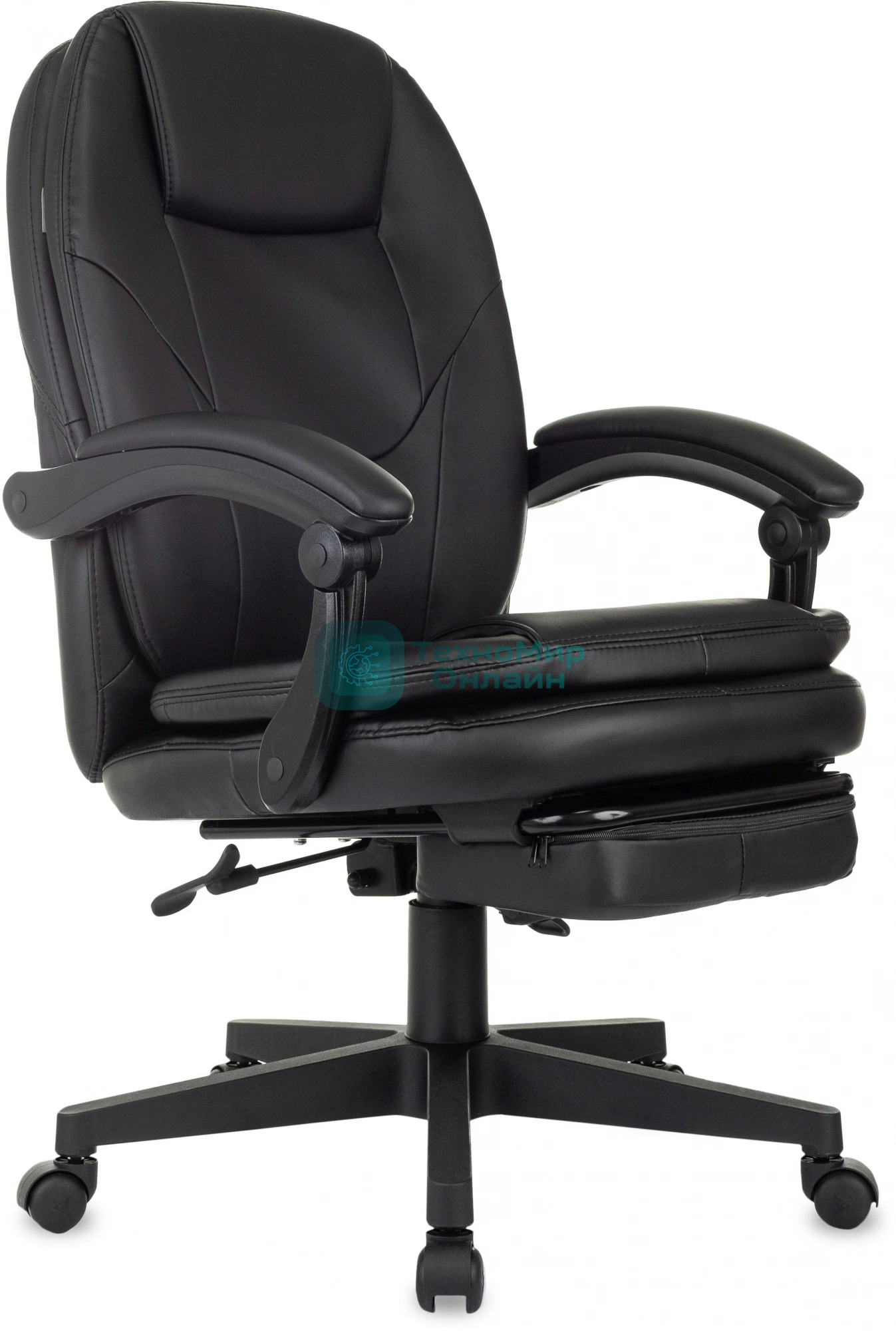 Кресло Бюрократ CH-868N-BF черный, экокожа, подставка для ног
