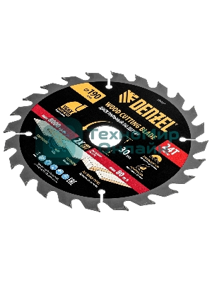 Пильный диск по дереву Denzel ф190 х 30 мм, 24 зубьев