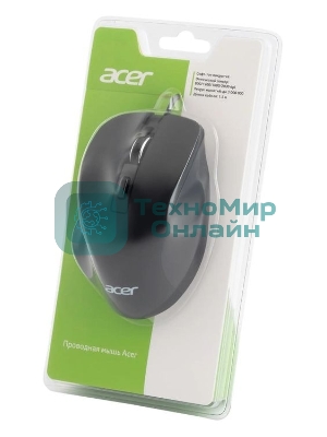 Мышь проводная Acer OMW120 черный, 2000 dpi, USB, кнопки - 6