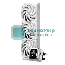 Система охлаждения Water Cooling System PCCooler DS360 Display WH (310W, 360мм, LED, белый, ARGb Pump/Fans: 3x120мм, 90.56CFM, 39.8dBA, 2500RPM/Pump height 65мм, 15dBA, 2600RPM, Rad thickness 27мм/S: 1851, 1700, 1200, 115X, AM5, AM4)