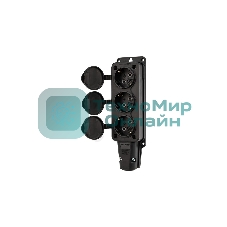 Розетка штепсельная Rexant трехместная, влагозащищенная, с/з, 16 А, IP54, каучук