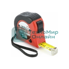 Рулетка Matrix Double fixation, 5 м х 19 мм, обрезиненный корпус, двойная плавная фиксация