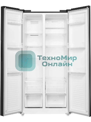 Холодильник Maunfeld MFF177NFBE черный, двухкамерный 263/170л морозилка сбоку, No Frost, Side by Side
