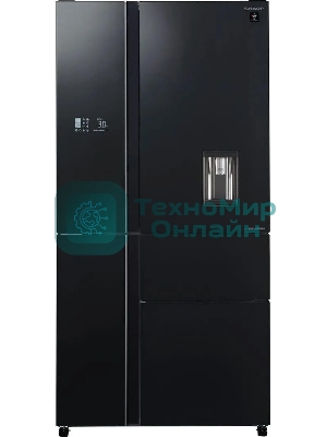 Холодильник Sharp SJWX99ABK черный четырехкамерный 423/227л морозилка снизу, No Frost, Side by Side