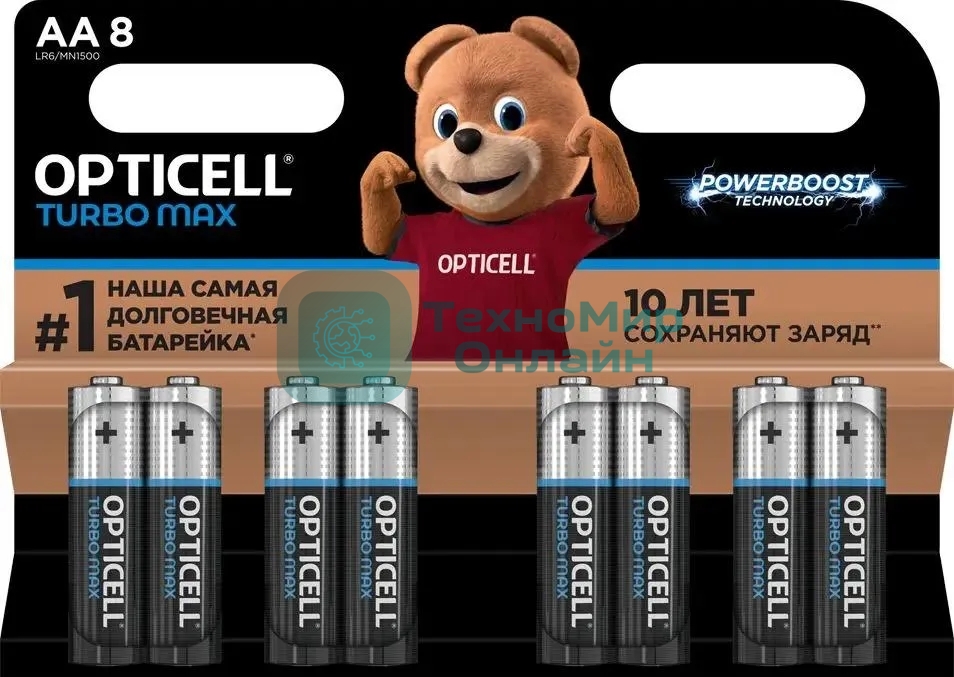 Батарея Opticell Turbo MAX LR6 AA (8шт) блистер