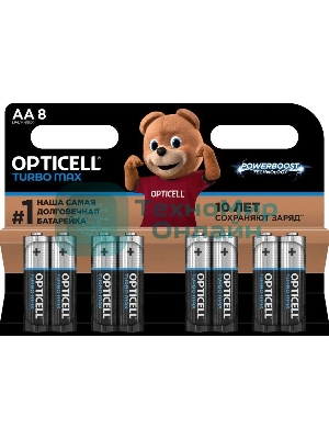 Батарея Opticell Turbo MAX LR6 AA (8шт) блистер