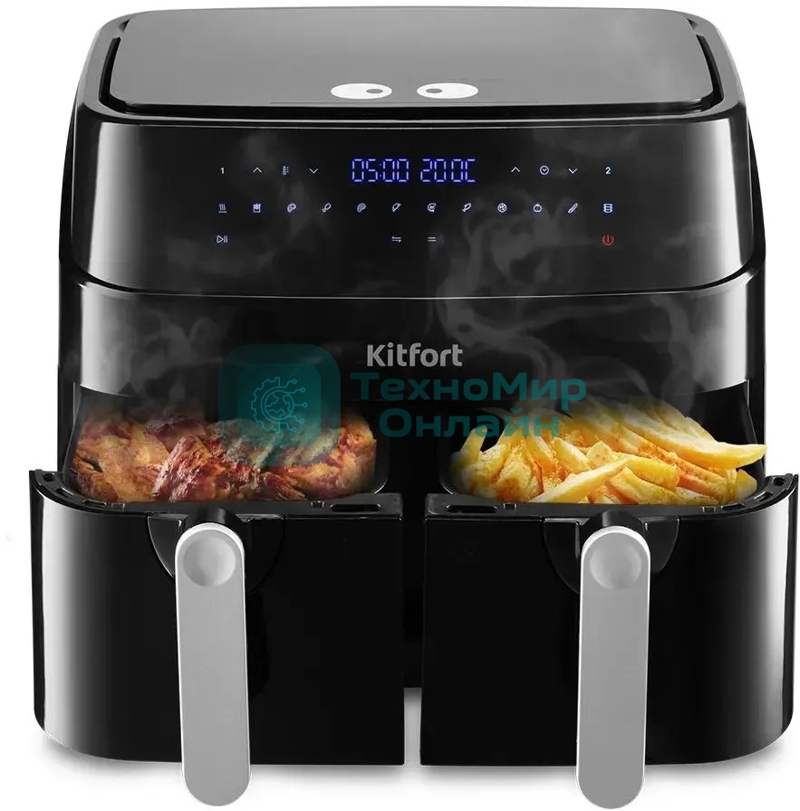 Аэрогриль Kitfort КТ-2250 черный, 1750 Вт, 9 л, сенсор, 12 программ