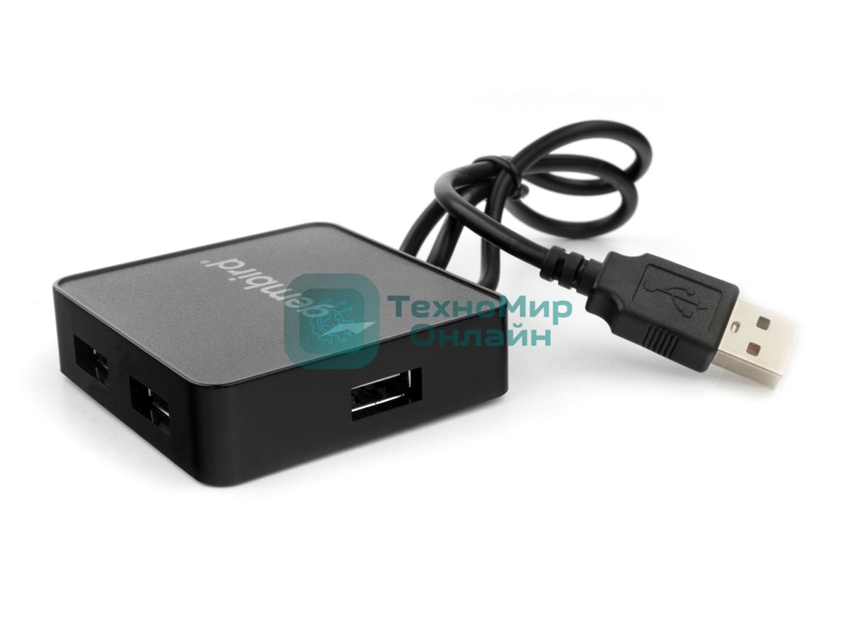 Концентратор USB 2.0 Gembird UHB-242, 4 порта, блистер, черный