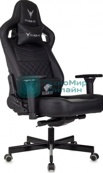 Кресло игровое Knight Hunter черный эко.кожа крестов. металл