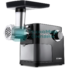 Мясорубка электрическая Hyundai HY-MG6491 черный, 1900 Вт, 2.0 кг/мин, реверс, защита от перегрузки, насадки - 10