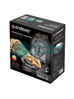 Сэндвичница электрическая Endever Skyline SM-28, черный/стальной, мощность 850 Вт