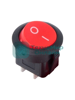 Выключатель клавишный Rexant круглый 250V 6А (2с) ON-OFF красный