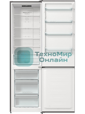 Холодильник Gorenje NRK6201ES4 серебристый двухкамерный 235/96 л морозилка снизу, No Frost