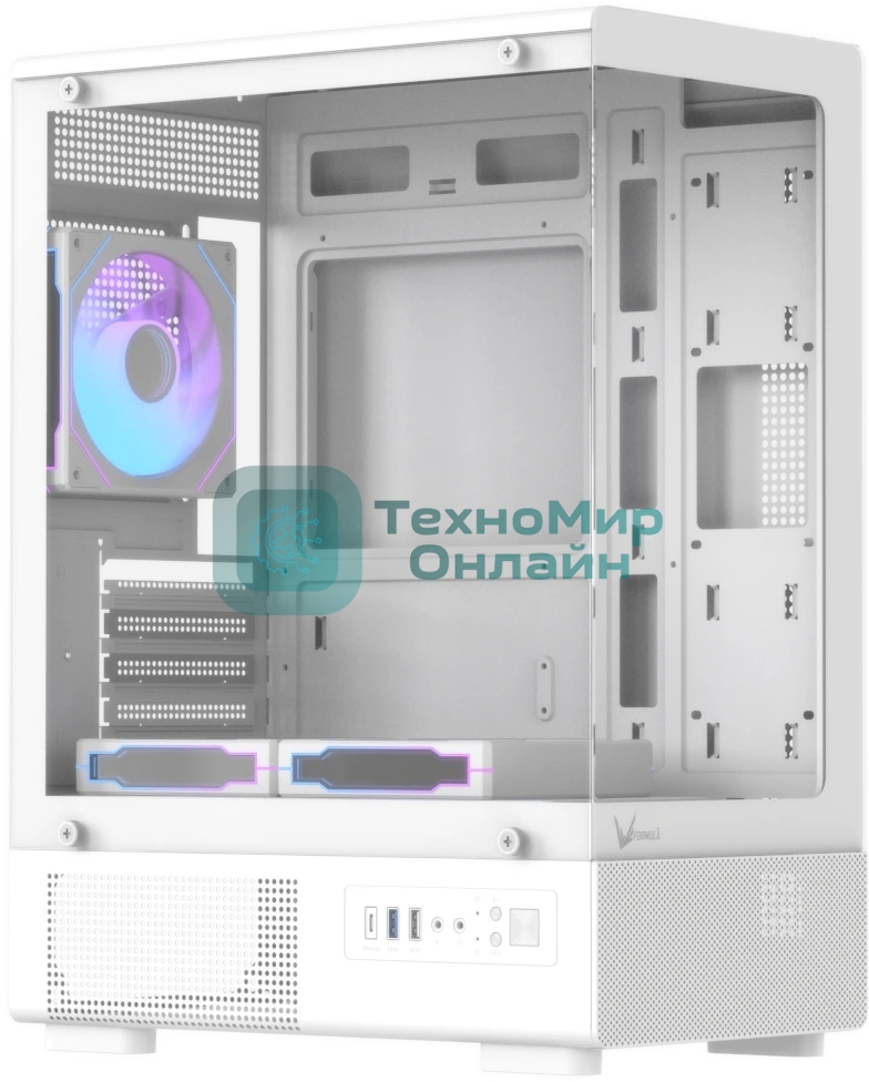 Корпус Formula Crystal Z1CM v2 белый без БП mATX 5x120мм 1xUSB3.0 audio bott PSU