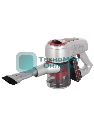 Пылесос вертикальный Sharp ECSB72RS серебристый/красный, питание от аккумулятора, 95 Вт, уборка сухая, пылесборник 1 л, работа от АКБ max 36 мин