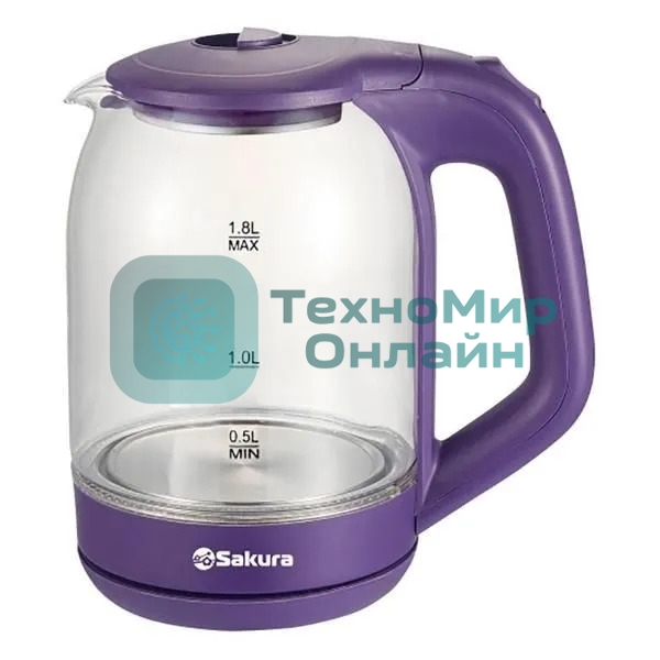 Чайник электрический SAKURA SA-2736V 1.8 л, стекло точечная подсв