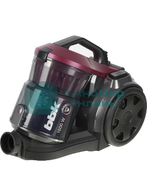 Пылесос BBK BV 1502 черный/темная вишня, 300/1600 Вт, уборка сухая, пылесборник контейнер 2 л