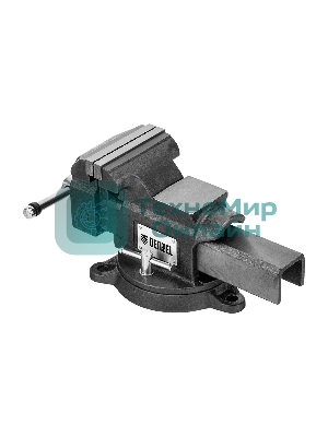 Тиски слесарные Denzel BVH-125, 125 мм, поворотные, стальная направляющая, с наковальней