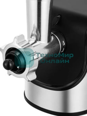 Мясорубка электрическая Kitfort КТ-2133 сталь/черный, 1360 Вт, 1.6 кг/мин, реверс, защита от перегрузки, насадки - 5